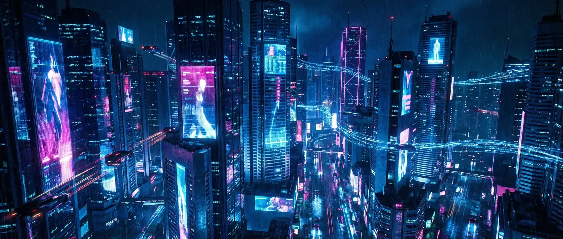 财神棋牌 赛博不夜城全景 - 蓝图都市夜景