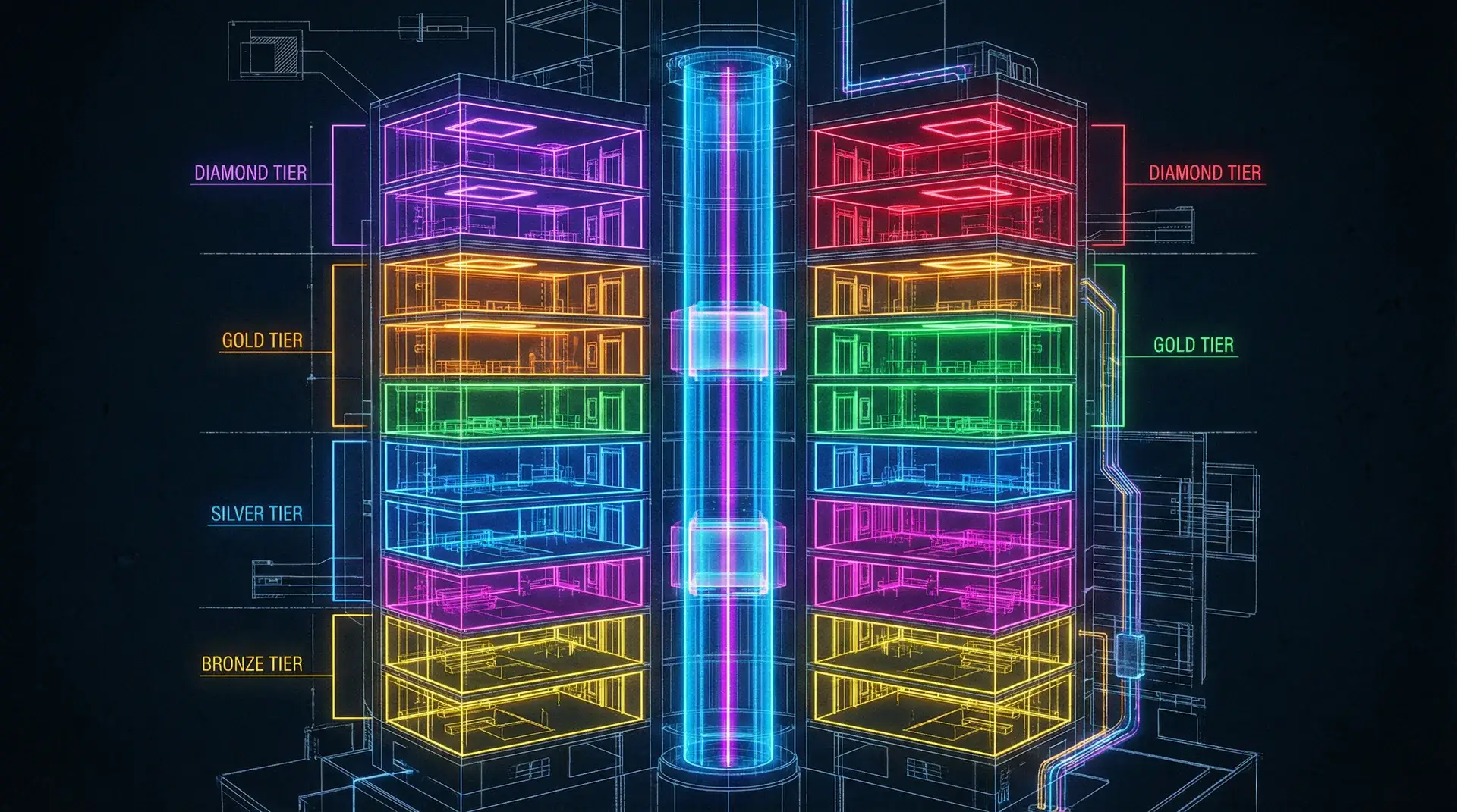 财神棋牌 蓝图摩天楼VIP等级剖面图
